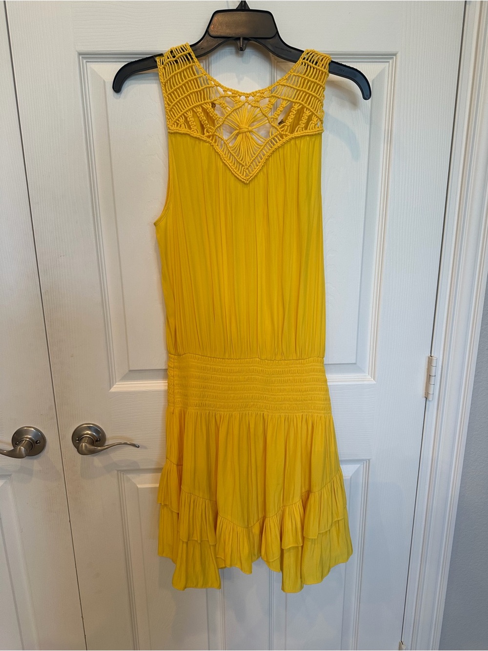 Ramy Brook Faye Crochet-top Sleeveless Yellow Mini Dress Sz Medium - Picture 4 of 6